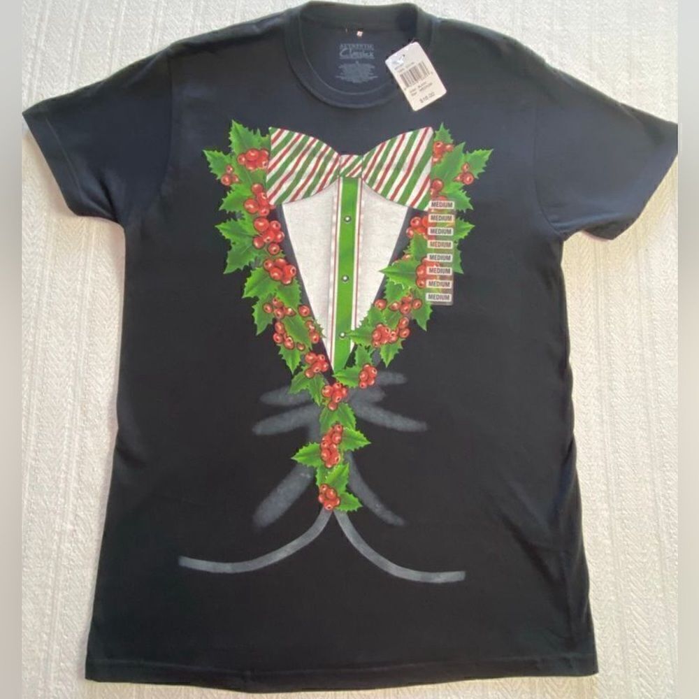Authentic Classic Men’s Medium Christmas Black T-Shirt